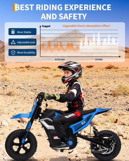24V 350W Kids Electric Dirt Bike for Ages 6–14 | 14 MPH | Kids Rider