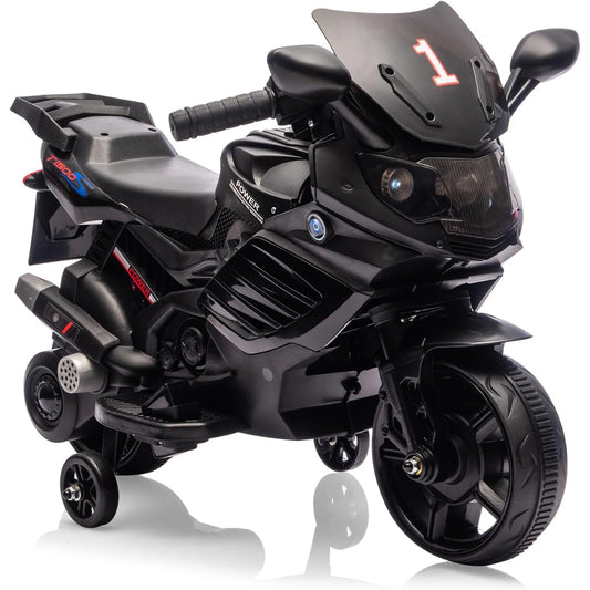6V Ride-On Motorcycle for Toddlers w/ Training Wheels & Lights(3-6Y)