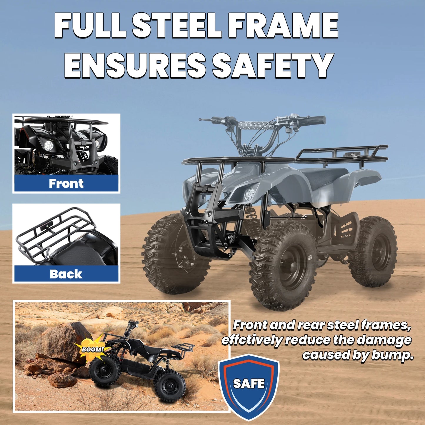 36V Electric ATV Dirt Quad Ride On for Kids - 4-Wheeled Drive 500W Powerful Motor With Real Tyres | All Terrain Off Road Drive