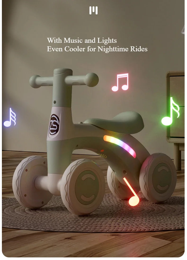 Anti-Tip Baby Balance Bike for Toddlers | 4-Wheel Toddler Training Ride-On(Age: 1-3)