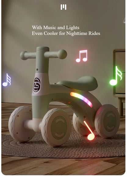 Anti-Tip Baby Balance Bike for Toddlers | 4-Wheel Toddler Training Ride-On(Age: 1-3)