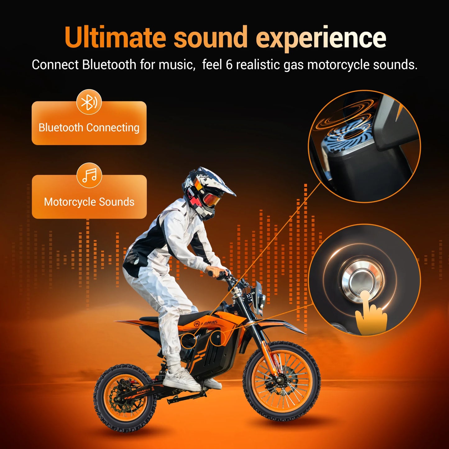 48V HillMiles MilePop Electric Dirt Bike for Teens Adults with Dual Suspension, Hydraulic Brakes, Off-Road Tires