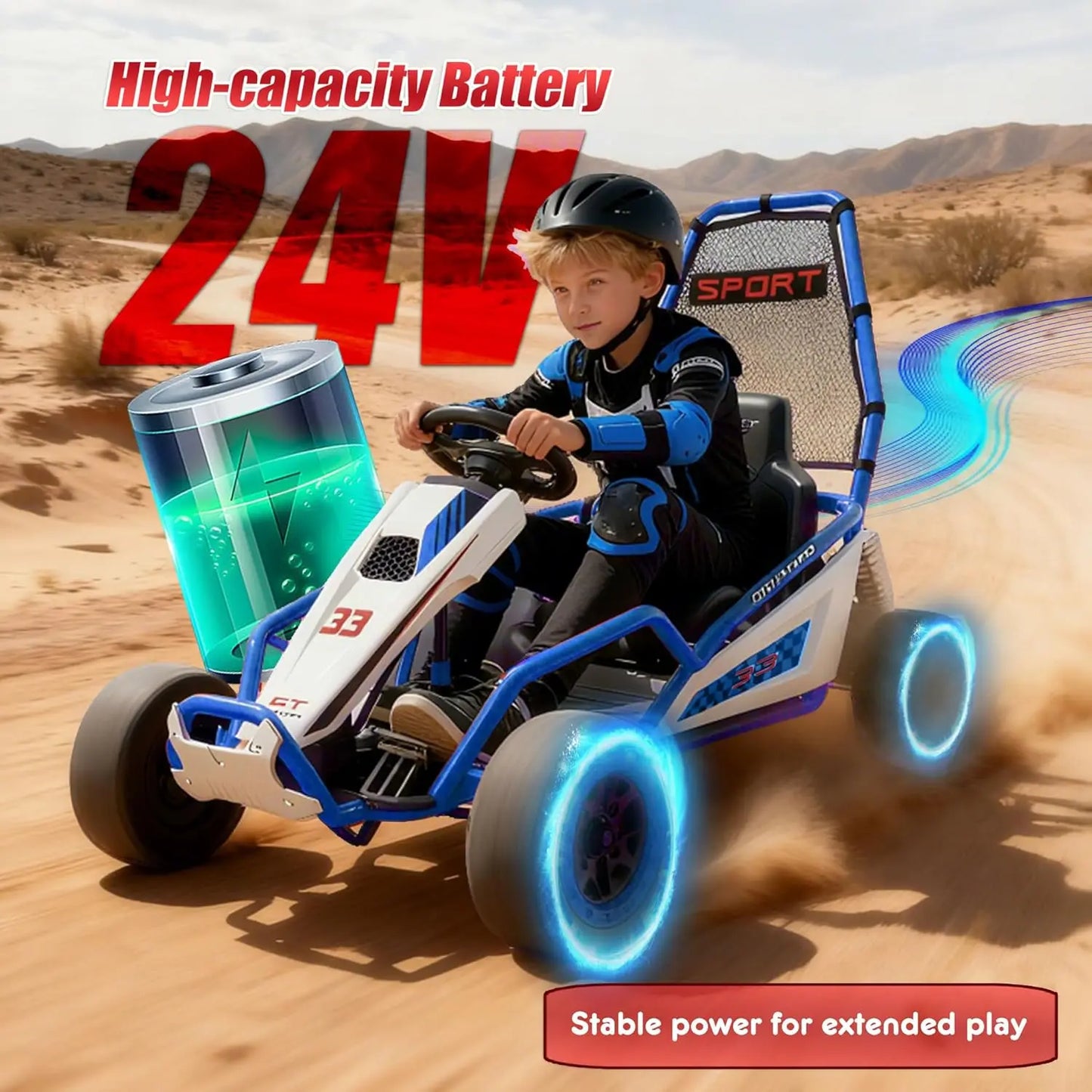 24V Kids Electric Drift Go Kart 400W 8.5MPH | Powerful Drift Kart w/Front EVA Wheel & Metal Frame