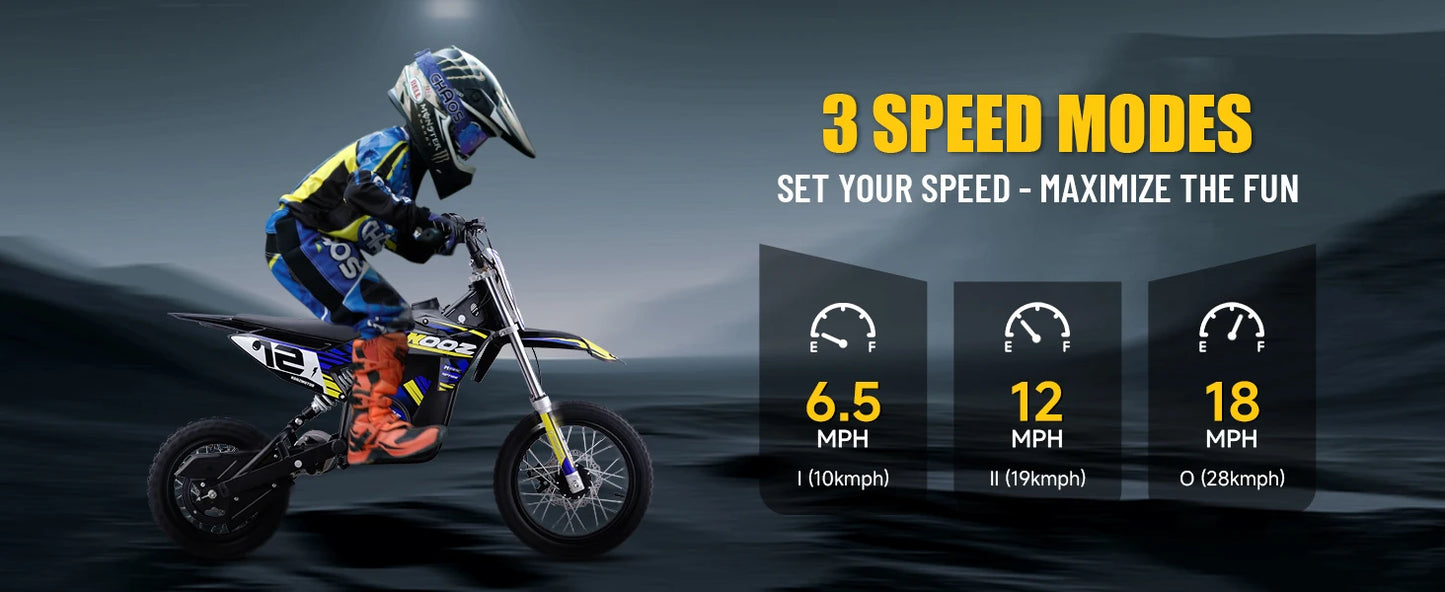 KOOZ 36V 1000W Electric Dirt Bike for Kids| 18 MPH | Kids Rider