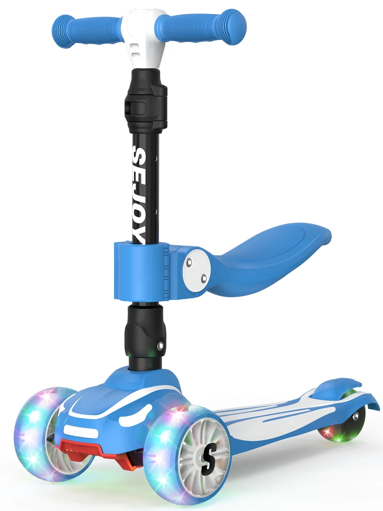 Kids 3-Wheel Scooter w/ LED Wheels & Seat Adjustable | Sit/Stand Child Toddler Toy