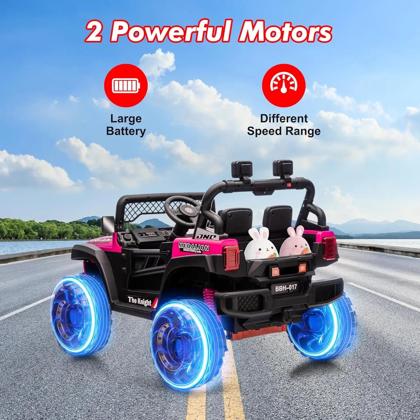12V Kids Ride-On Jeep | 2 Seater, Parent Remote & LED Lights | Kids Rider