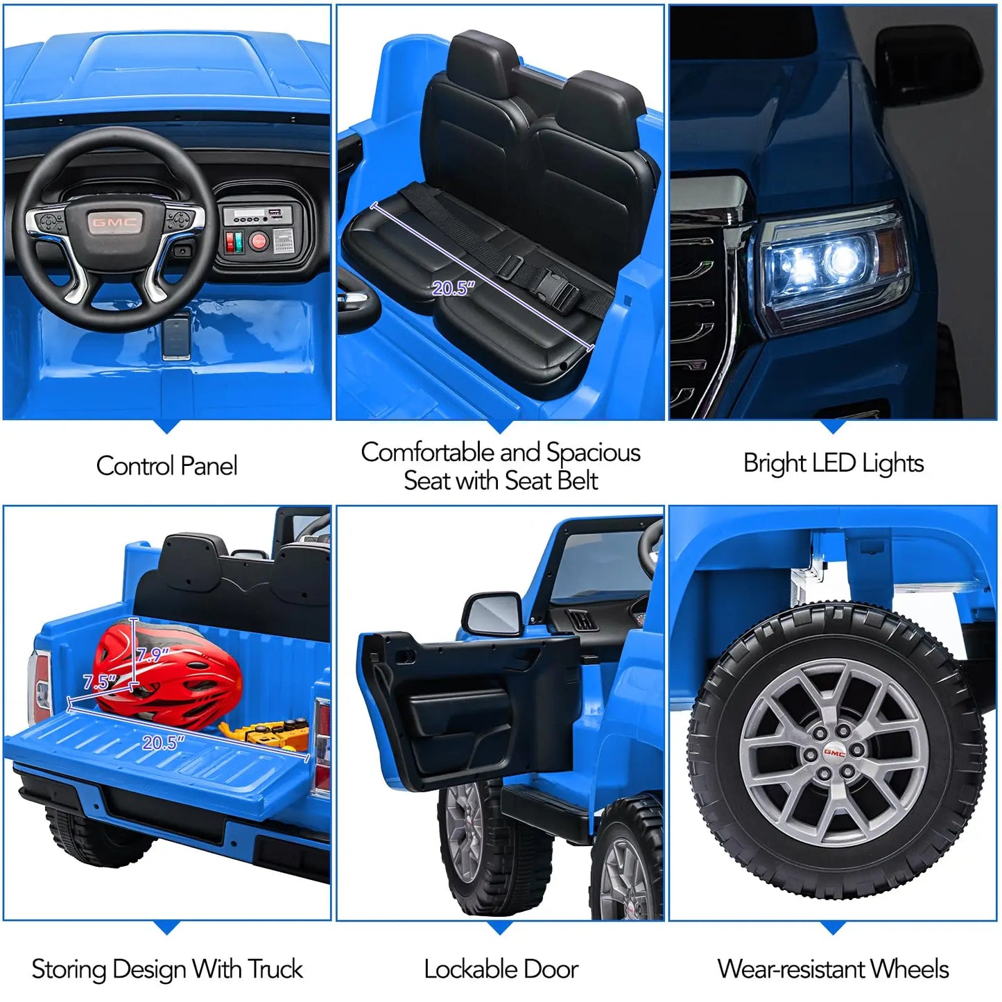 GMC 24V 2-Seater Kids Ride-On Truck w/ Remote & LED