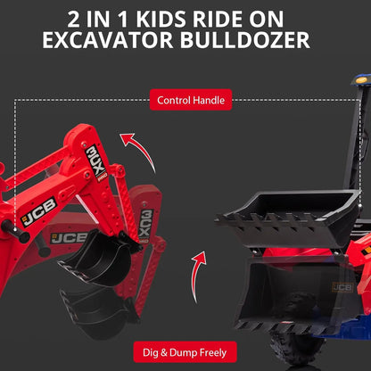 4-in-1  12V Kids Ride-On Excavator with Remote Control | Front Loader Digger Horn Adjustable Seat