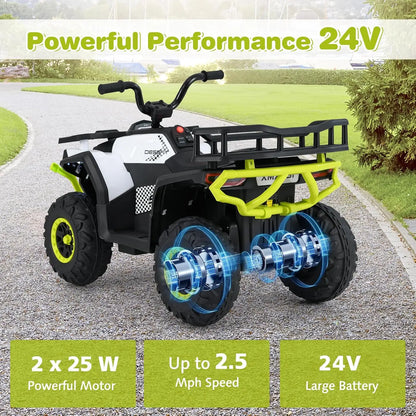 4x4 24V Ride-On ATV Quad With Spring Suspension | Best Off Road Ride for Kids