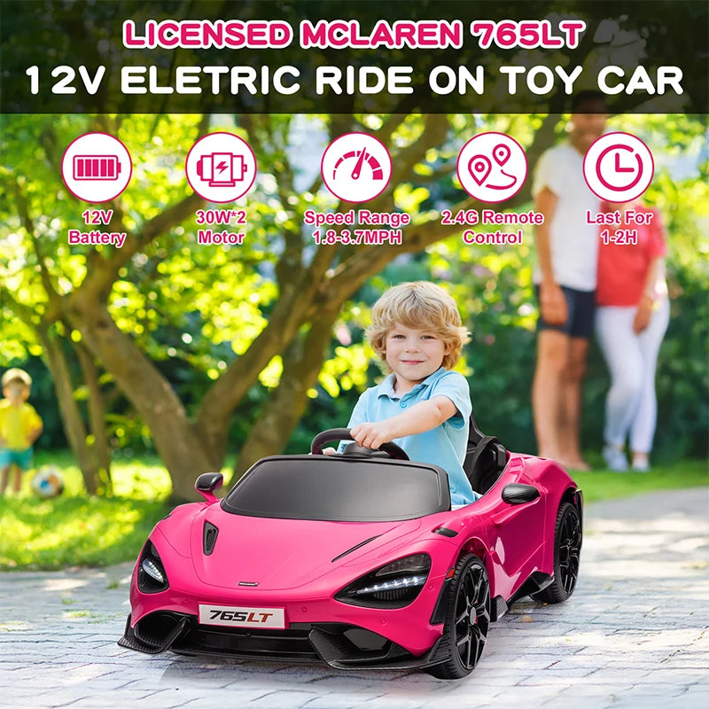 Licensed McLaren 765LT 12V Kids Ride-On Car w/ Hydraulic Doors