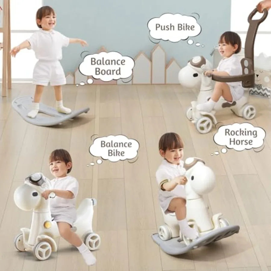 4-in-1 Toddler Rocking Horse | Ride-On, Push Car & Balance Toy | Kids Rider