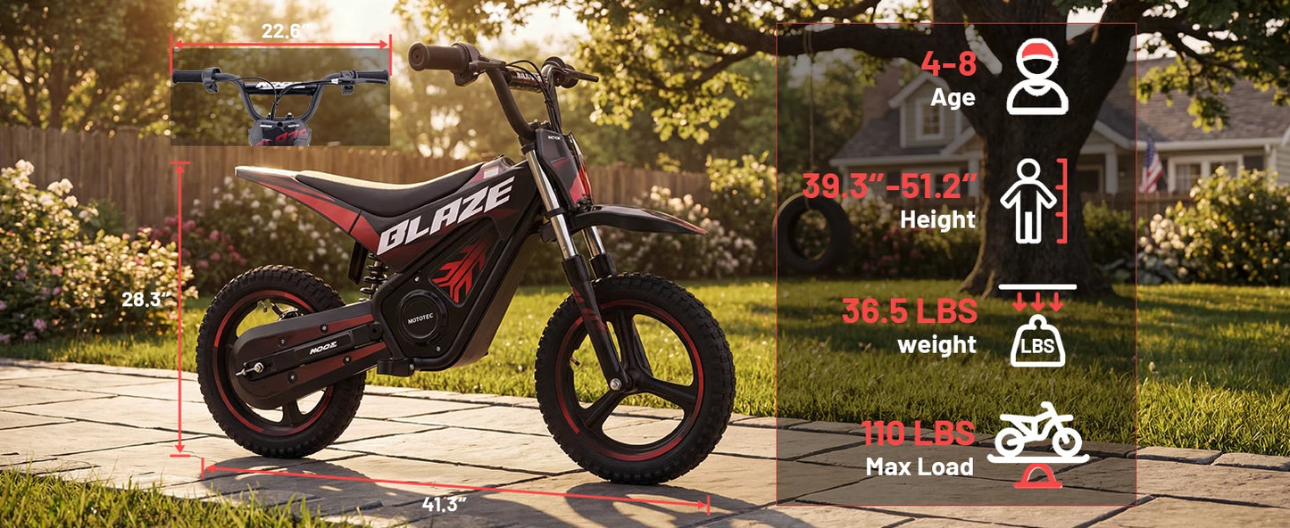 KOOZ HP01E 36V 350W Electric Dirt Bike | 15.5 MPH | Kids Rider