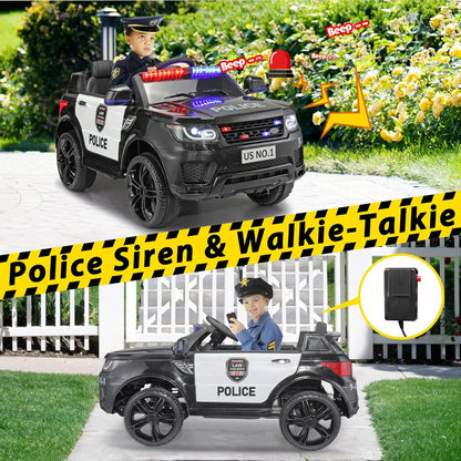 12V Kids Police SUV Ride-On w/ Remote, Siren & LED Lights | 1-Seater