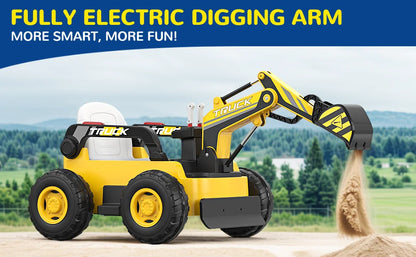 12V 4WD Kids Ride-On Excavator with Remote | Age 3-8 (Best Gift Gift for Kids)