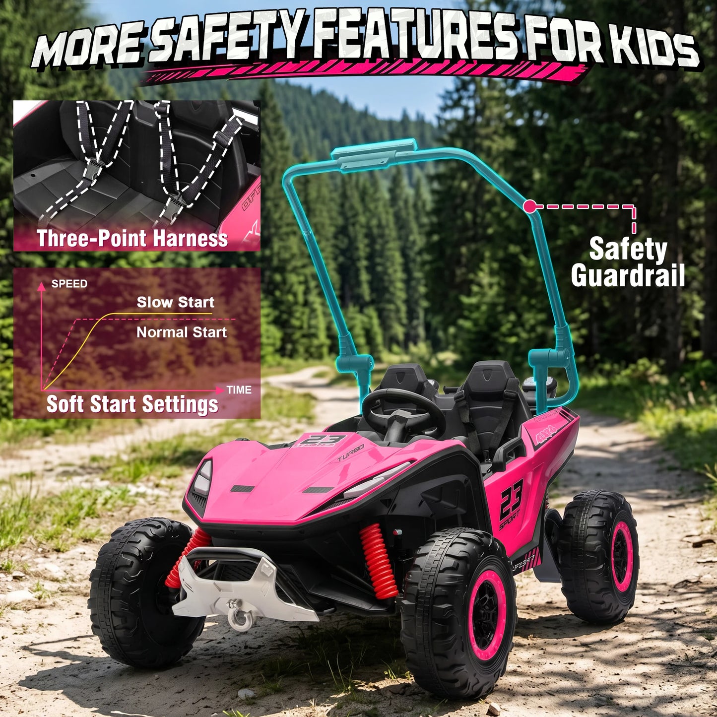 24V 4WD 2-Seater Kids Ride-On UTV Buggy w/ Remote | Kids Rider