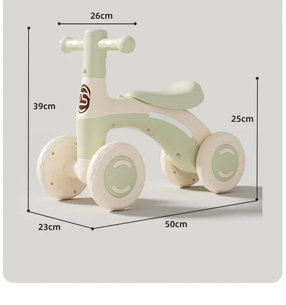 Anti-Tip Baby Balance Bike for Toddlers | 4-Wheel Toddler Training Ride-On(Age: 1-3)