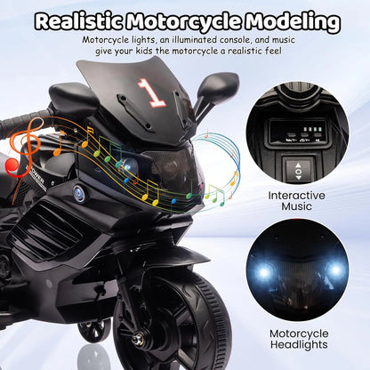 6V Ride-On Motorcycle for Toddlers w/ Training Wheels & Lights(3-6Y)