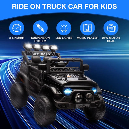 Lil Drivers 12V Kids Jeep Ride-On Truck w/ Remote & LED Lights