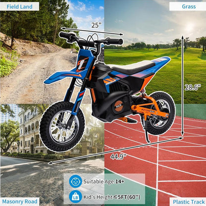 24V 250w Electric Dirt Bike for Kids | Off-Road Electric Motorcycle with Spring Suspension(Age: 6-15Y)