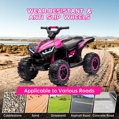 12V Kids Ride-On ATV w/ Remote, Lights & Music | Battery Powered Quad for Kids(Ages: 3-8Y)