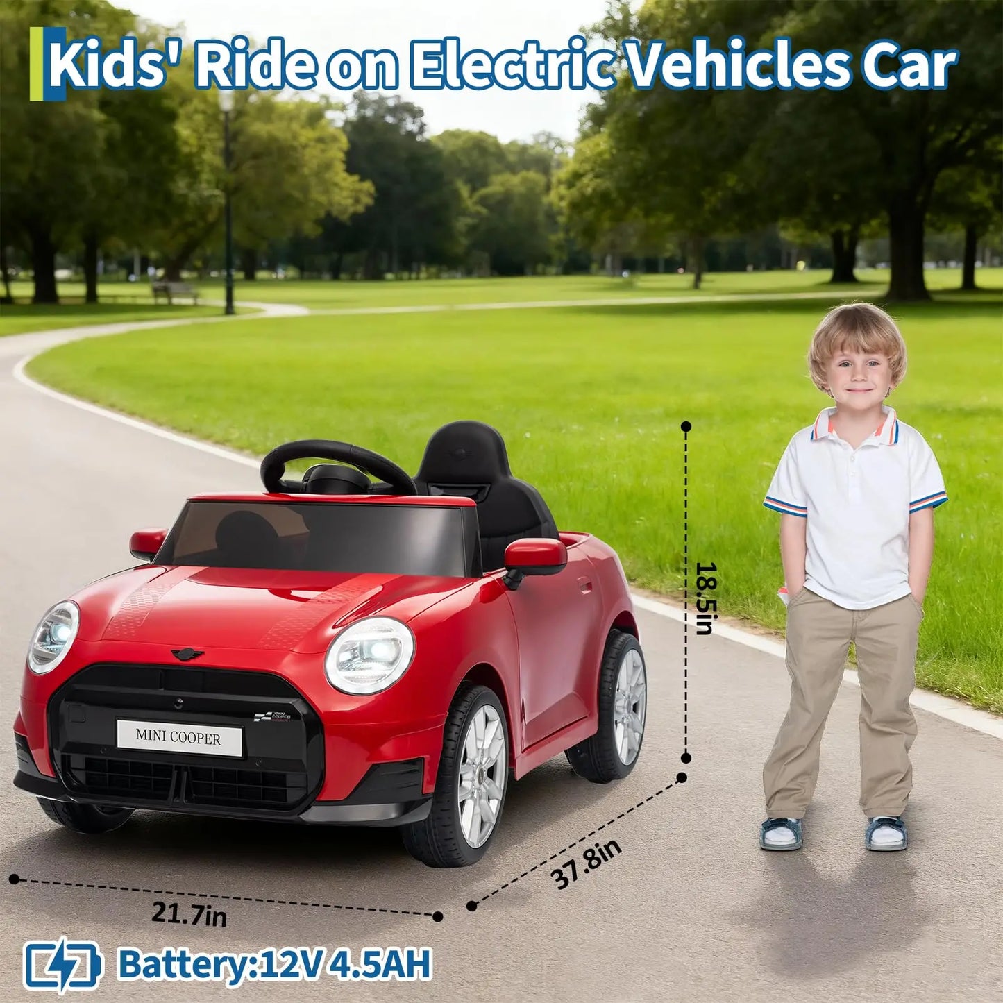 12V Mini Cooper Ride on Car Toy For Kids | Battery-Powered Electric Driving Car for kids With Parental Control