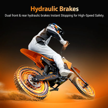 48V HillMiles MilePop Electric Dirt Bike for Teens Adults with Dual Suspension, Hydraulic Brakes, Off-Road Tires