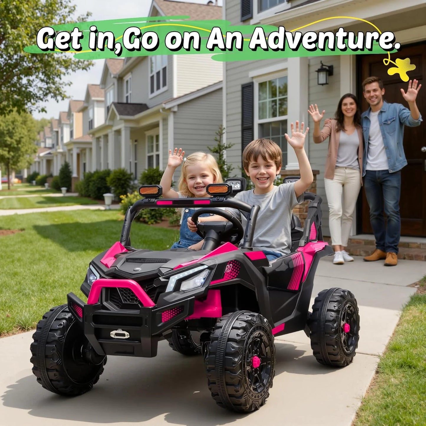 2 Seater 24V 4WD Kids Electric Ride-On UTV Off-Road Buggy with Remote | Best Gift for Kids Boys Girls