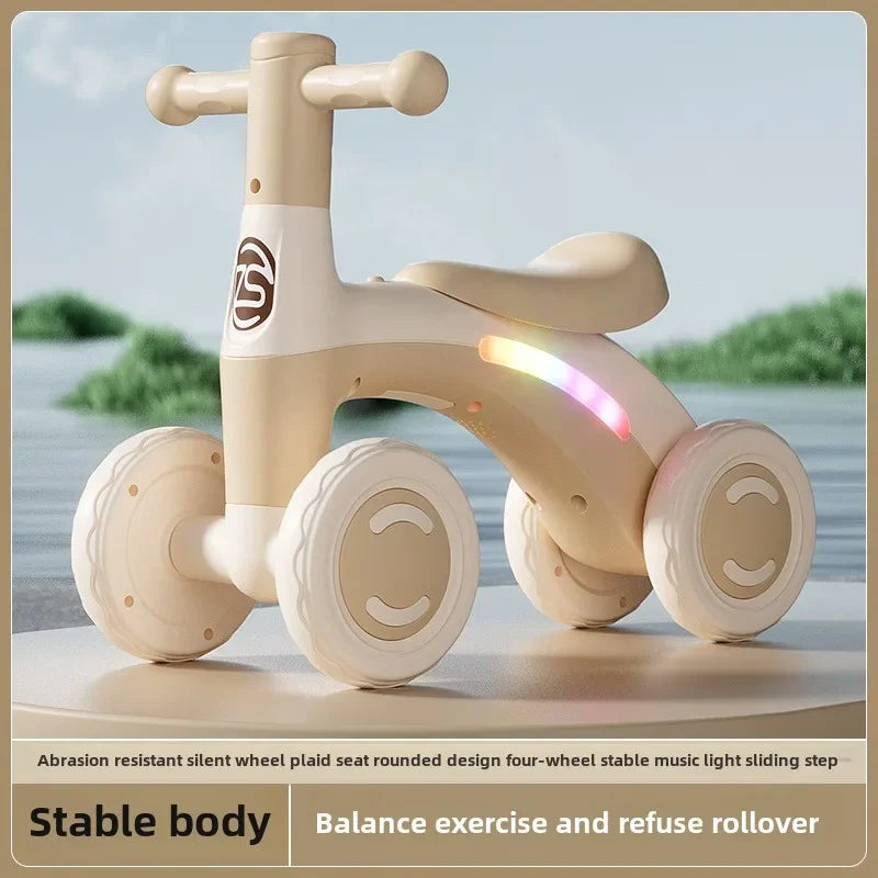 Anti-Tip Baby Balance Bike for Toddlers | 4-Wheel Toddler Training Ride-On(Age: 1-3)