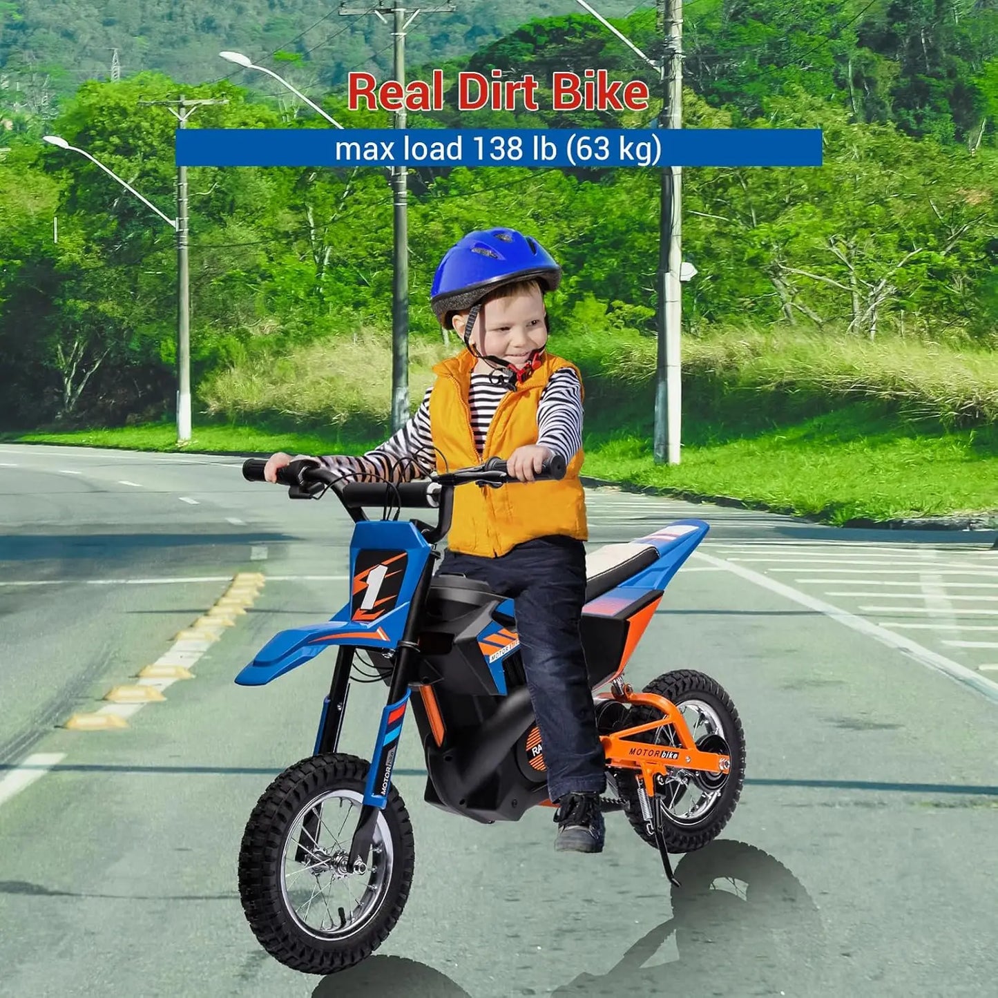 24V 250w Electric Dirt Bike for Kids | Off-Road Electric Motorcycle with Spring Suspension(Age: 6-15Y)