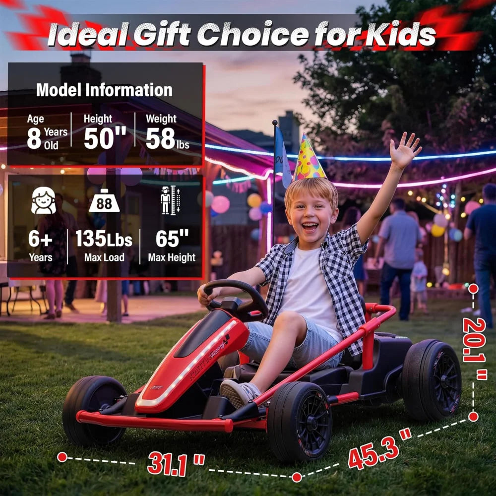 24V 360° Drift Go Kart Ride-On for Kids | 400W Dual Motor | Kids Rider