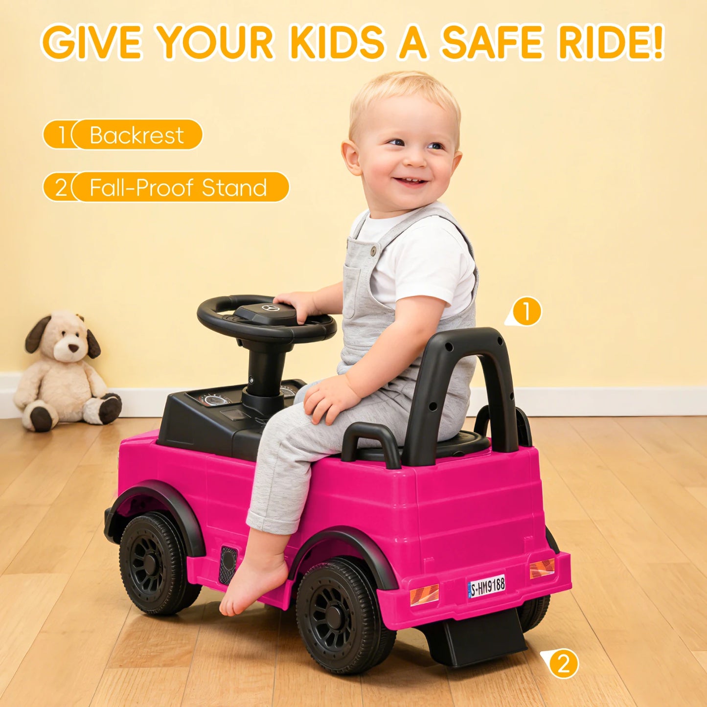 Mercedes-Benz Unimog Kids Push Car Ride-On Toy with Anti-Slip Wheels & Bumper Guards for Safety