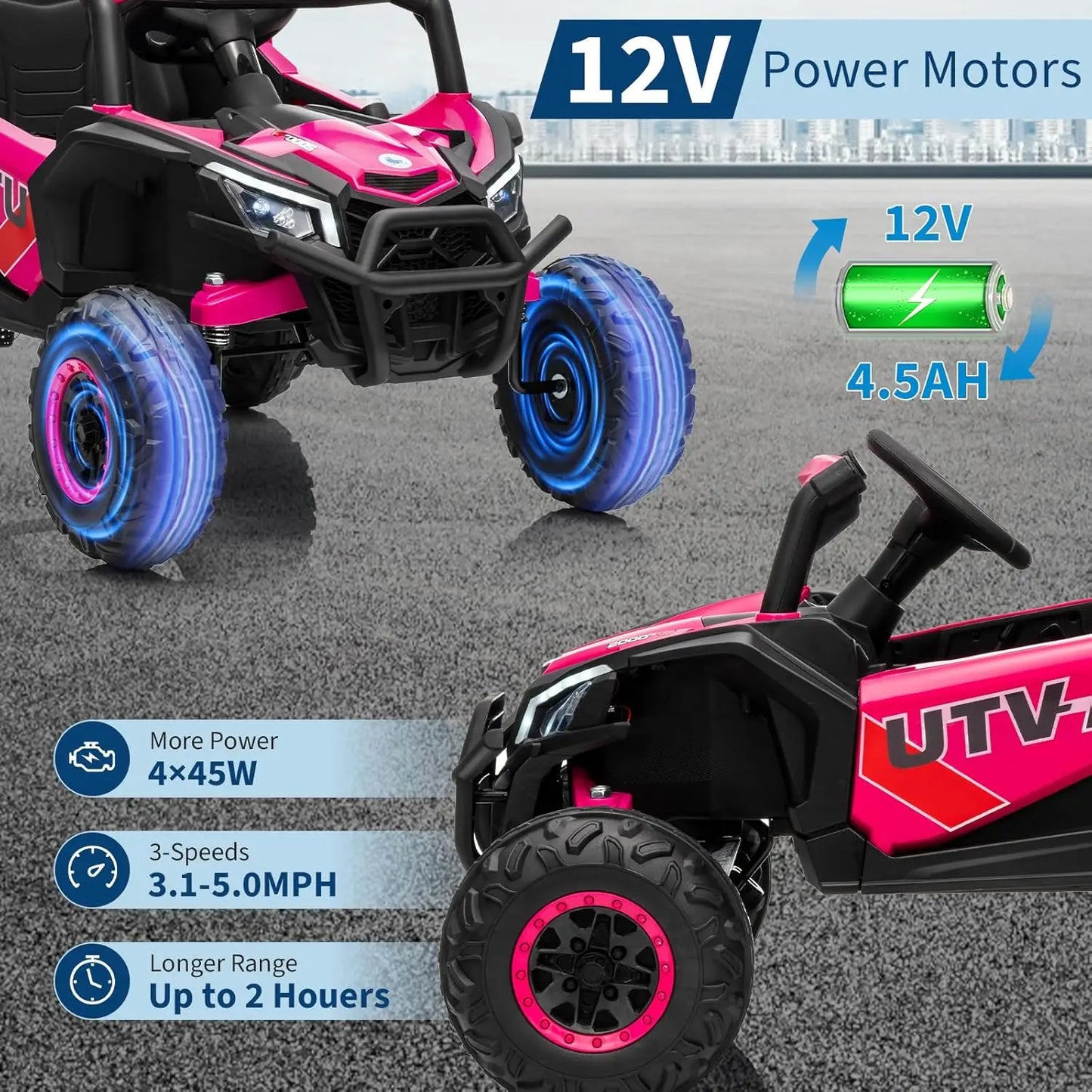 12V Electric Ride-On UTV Truck | Parent Remote & Music | 75 LBS Capacity for Boys and Girls