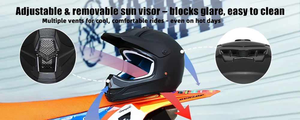 DOT Certified Kids Motocross Helmet for ATV, UTV & Dirt Bike | Kids Rider (3-14 Years)