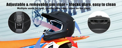 DOT Certified Kids Motocross Helmet for ATV, UTV & Dirt Bike | Kids Rider (3-14 Years)