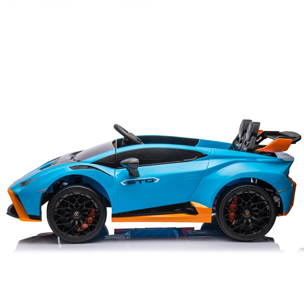 24V Licensed Lamborghini Huracan STO Kids Electric Ride-On Drift Car: 360° Spin
