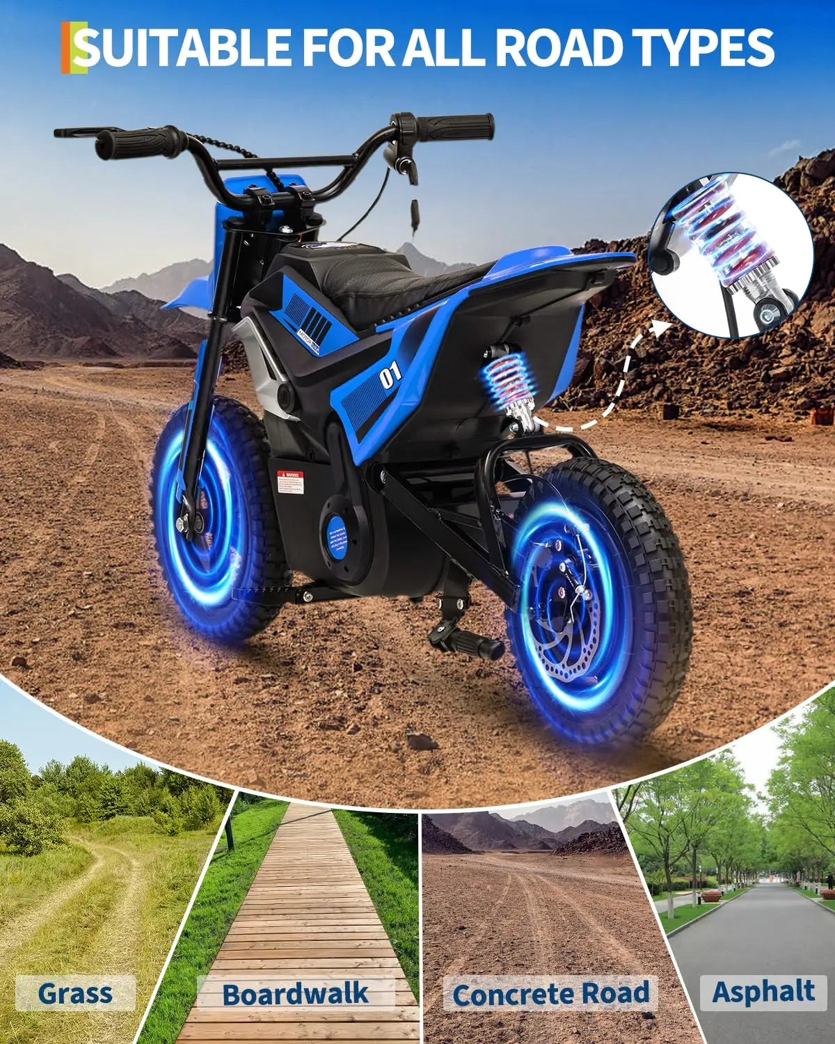 24V 350W Kids Electric Dirt Bike for Ages 6–14 | 14 MPH | Kids Rider