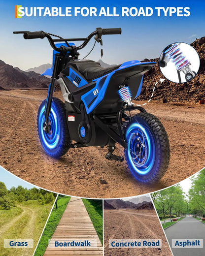 24V 350W Kids Electric Dirt Bike for Ages 6–14 | 14 MPH | Kids Rider