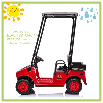 12V Ride On Golf Cart with Roof for Kids | Ages 3+ |Outdoor/Off Road/Electric Car