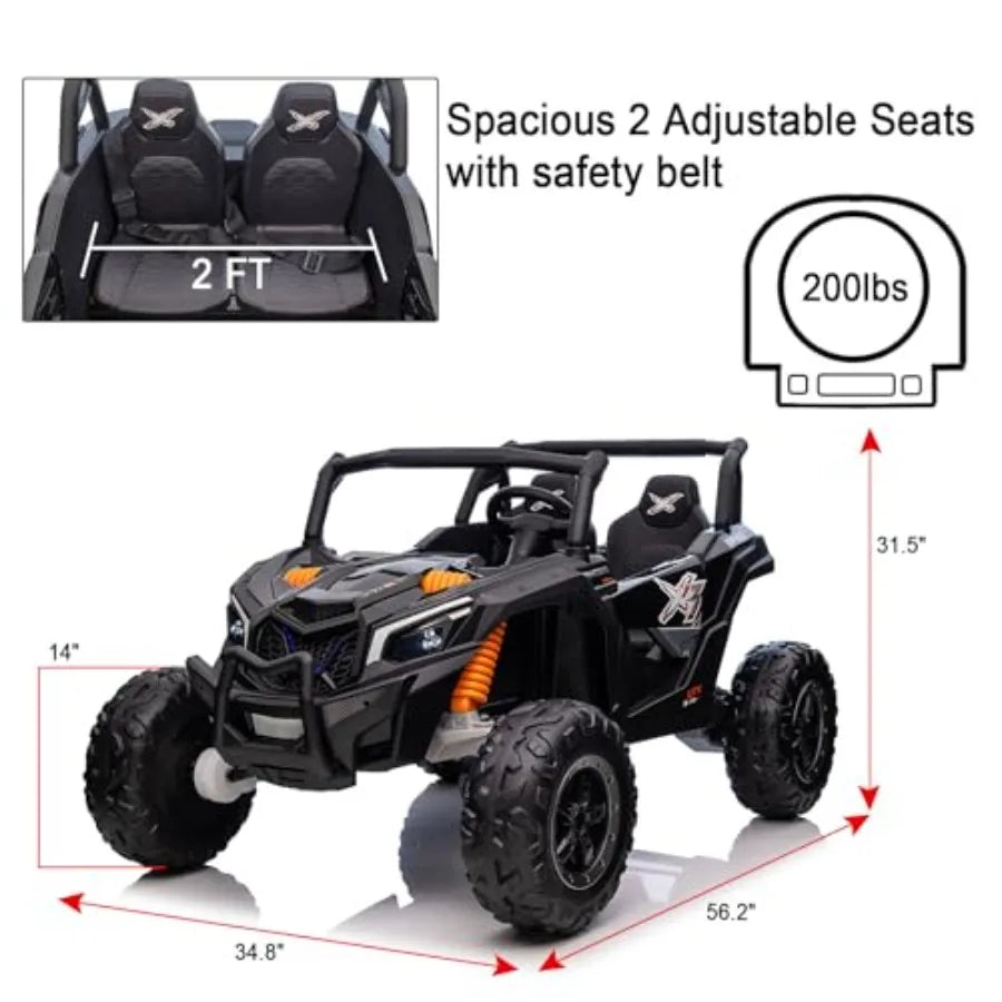 24V XXXL Ride-On Electric UTV Car for big Kids with Dual Seat & Remote Control | 2WD/4WD 200LBS Capacity & 4x100W Powerful Motor