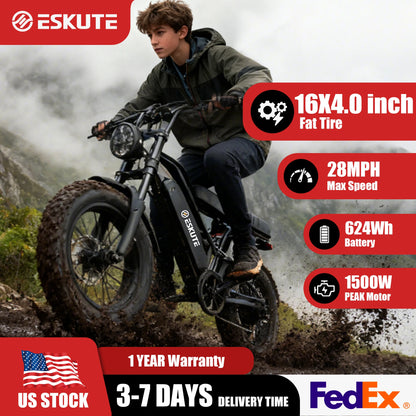 ESKUTE V100 Electric Dirt Bike | 1500W Peak | 48V 13Ah | 28 MPH| 60-Mile Range | Kids Rider