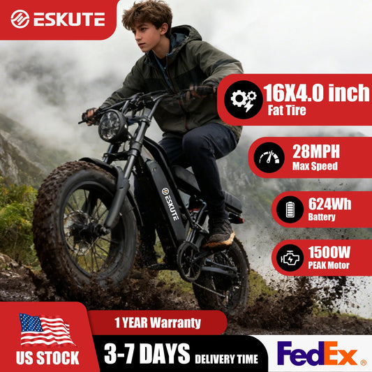 ESKUTE V100 Electric Dirt Bike | 1500W Peak | 48V 13Ah | 28 MPH| 60-Mile Range | Kids Rider