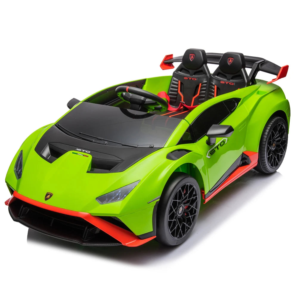 24V Licensed Lamborghini Huracan STO Kids Electric Ride-On Drift Car: 360° Spin