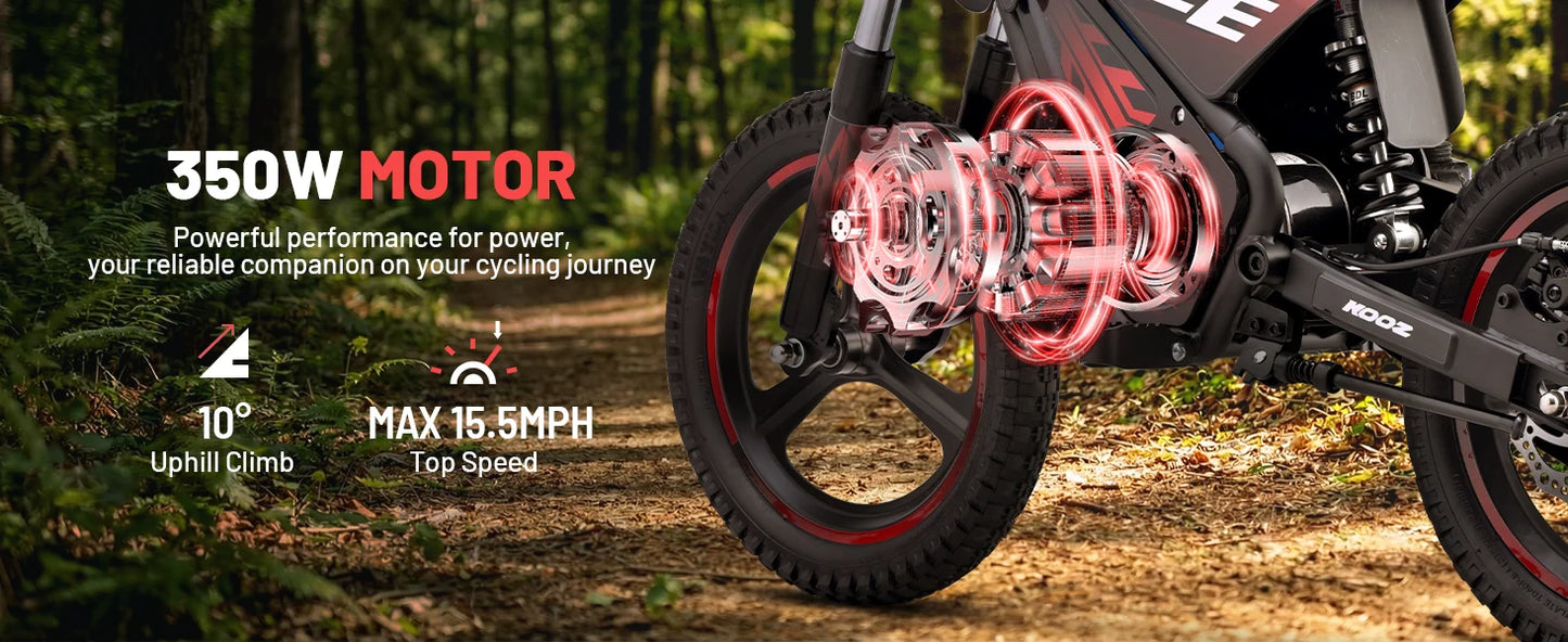 KOOZ HP01E 36V 350W Electric Dirt Bike | 15.5 MPH | Kids Rider