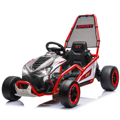 24V Crazy Drift Go Kart | 400W Powerful Ride-On | 5–7.5 MPH W/Protective Roll Cage & EVA Front Tires( Age: 5-14Y)