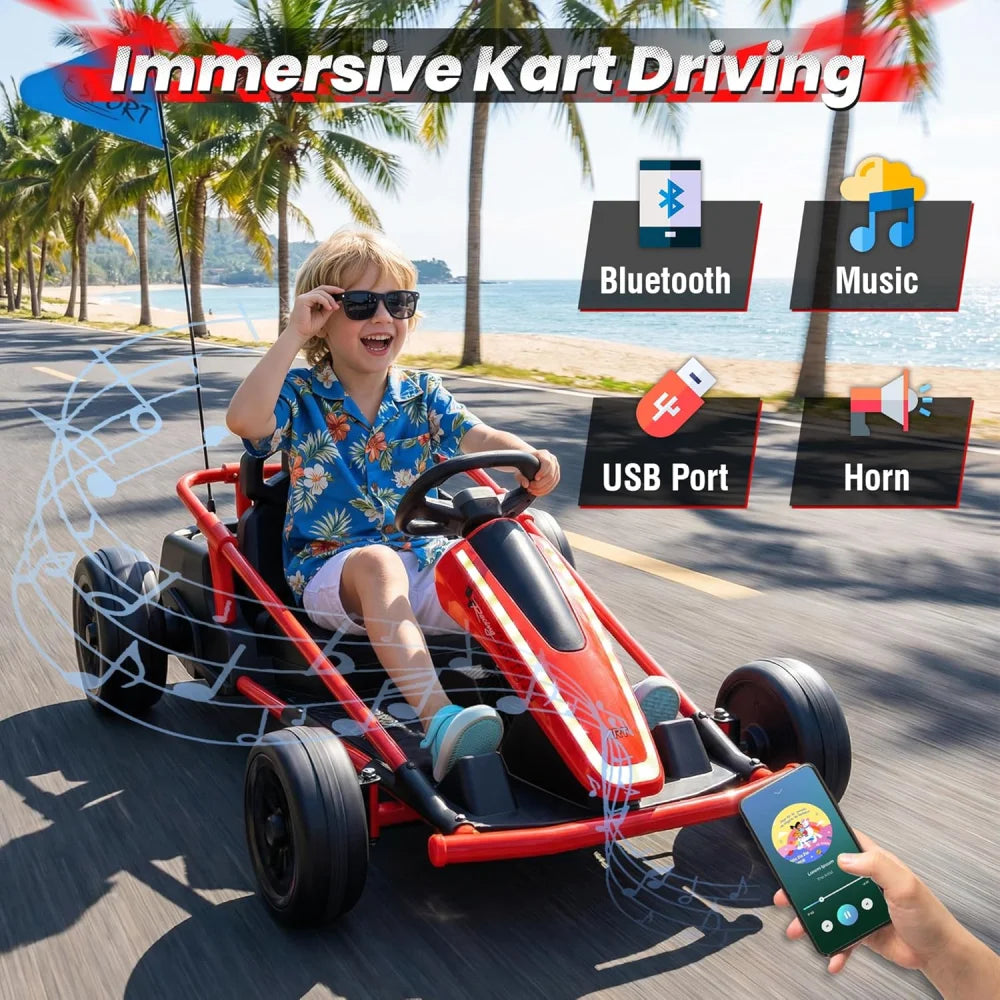 24V 360° Drift Go Kart Ride-On for Kids | 400W Dual Motor | Kids Rider