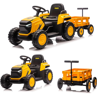 12V Kids Ride-On Tractor with Trailer (Ages 3–8) | Toddlers Ride on Tractor with Detachable Trailer
