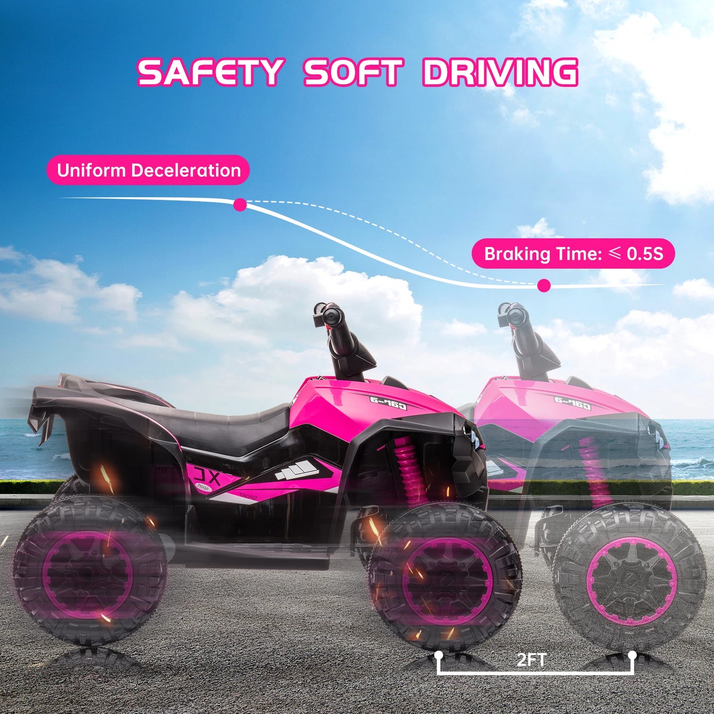 12V Kids Ride-On ATV w/ Remote, Lights & Music | Battery Powered Quad for Kids(Ages: 3-8Y)