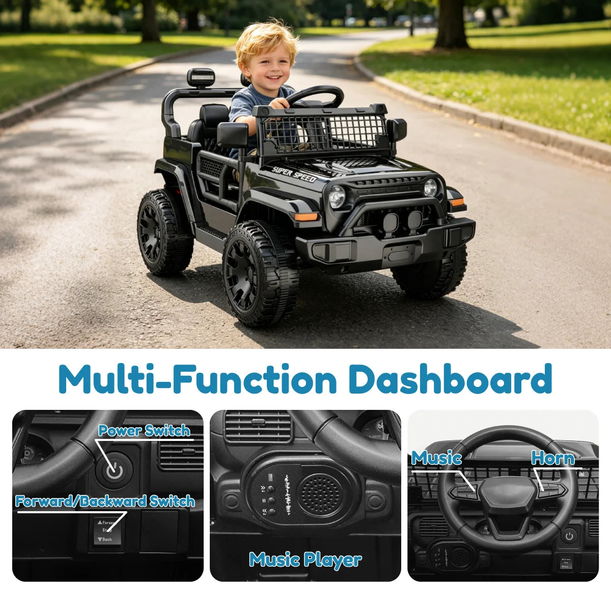 12V Kids Ride-On Car with Parent Remote | Spring Suspension | Kids Rider (Recommended Age: 2–6 Years)