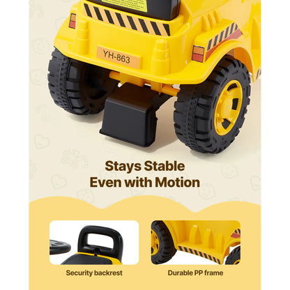 Toddler Ride-On Excavator | Foot-to-Floor Digger with Helmet | Kids Rider