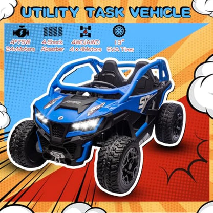 XL 24V 10Ah Big 2-Seater 4X4 4WD Kids UTV w/ Remote Control